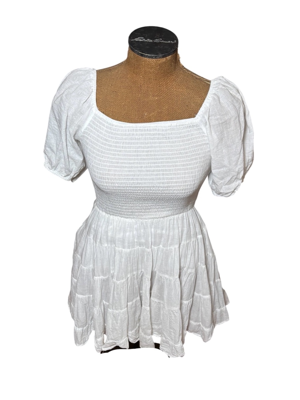 Altar’D State White Smocked Puff-Sleeve Women’s Mini Dress Size S